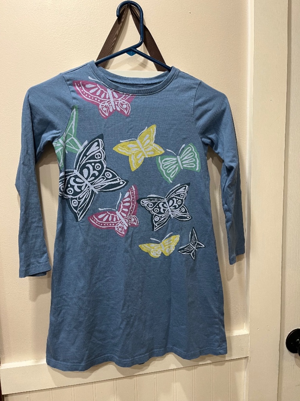 EUC TEA collection blue butterfly dress size 7